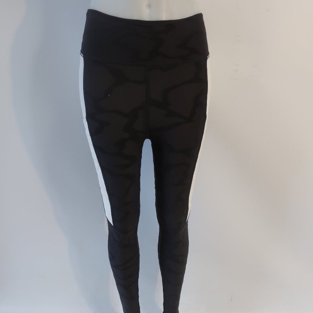 Womens Twenty Montreal Charcoal Gray White Thigh Pockets Jacquard Leggings XS